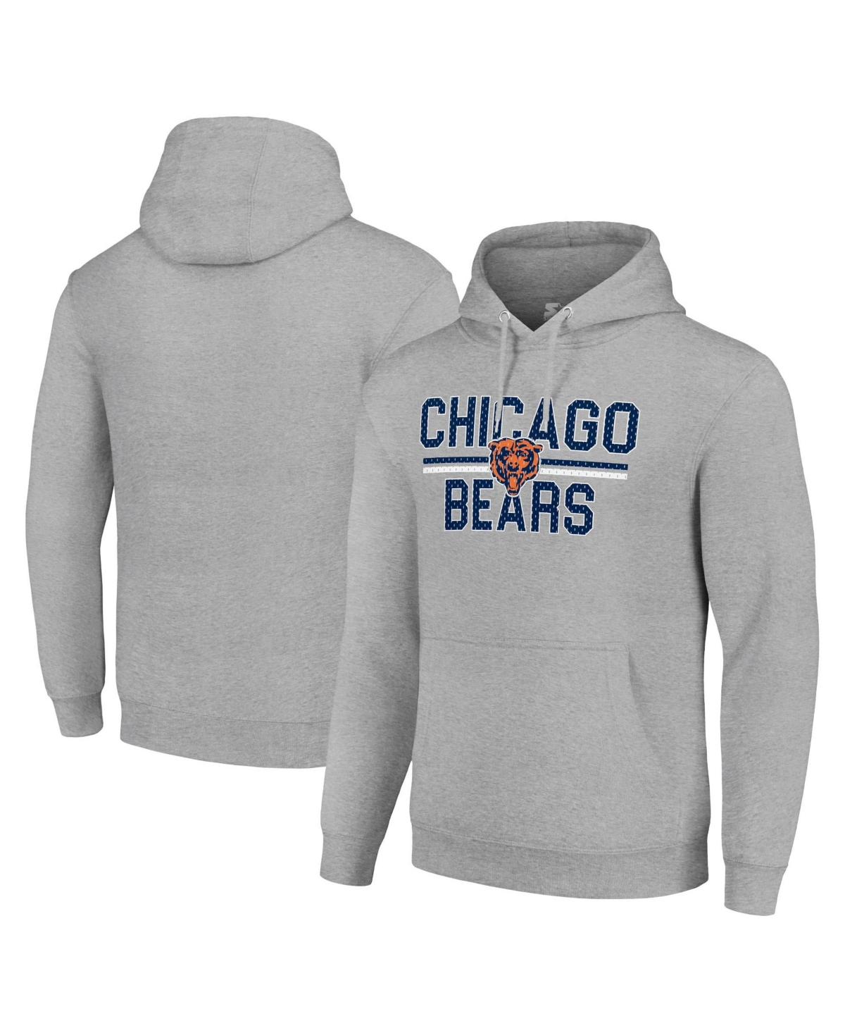 Starter Men's and Women's Heather Gray Chicago Bears Team Mesh Print Graphic Tri-Blend Pullover Hoodie