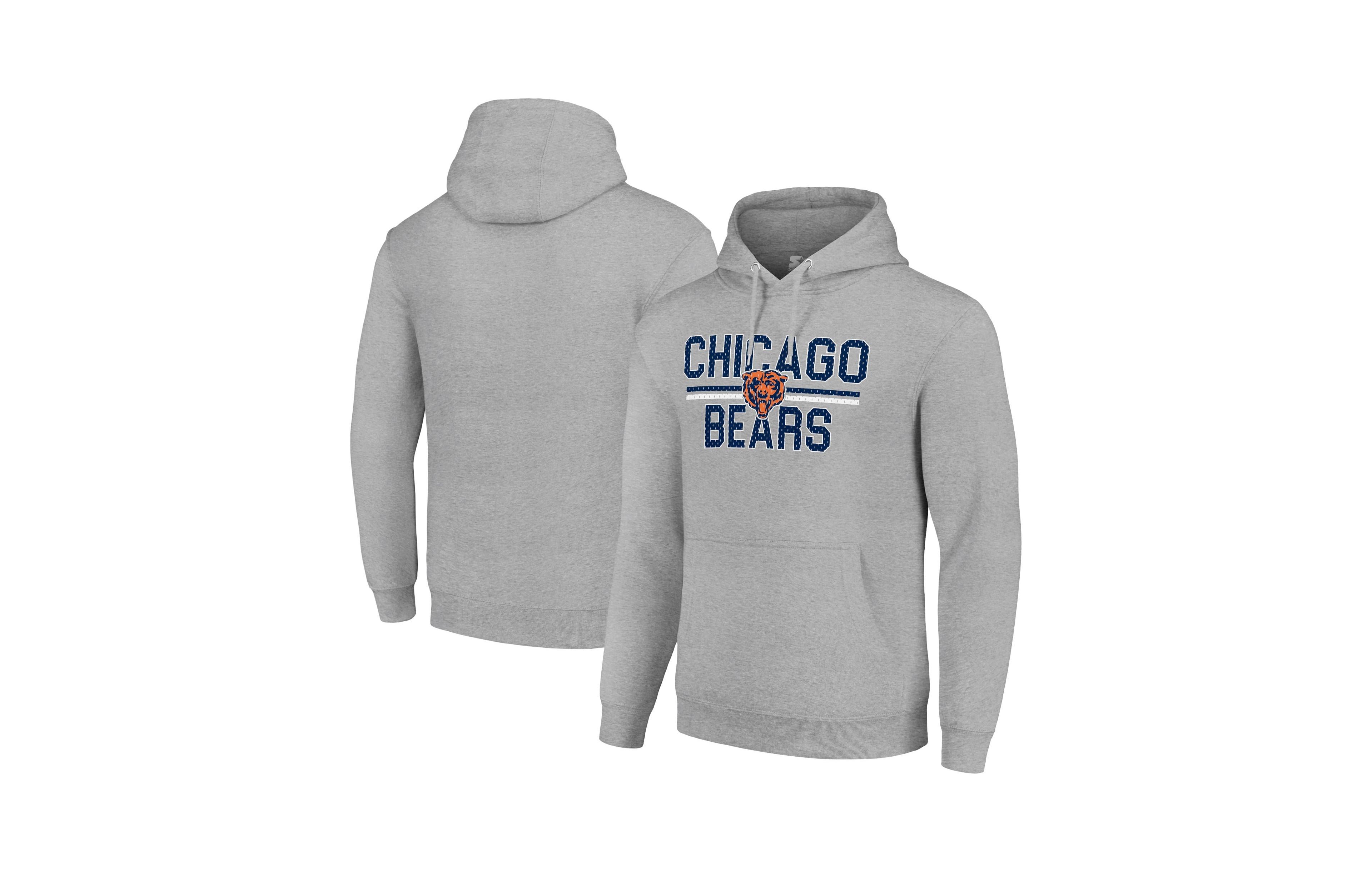 Starter Men's and Women's Heather Gray Chicago Bears Team Mesh Print Graphic Tri-Blend Pullover Hoodie