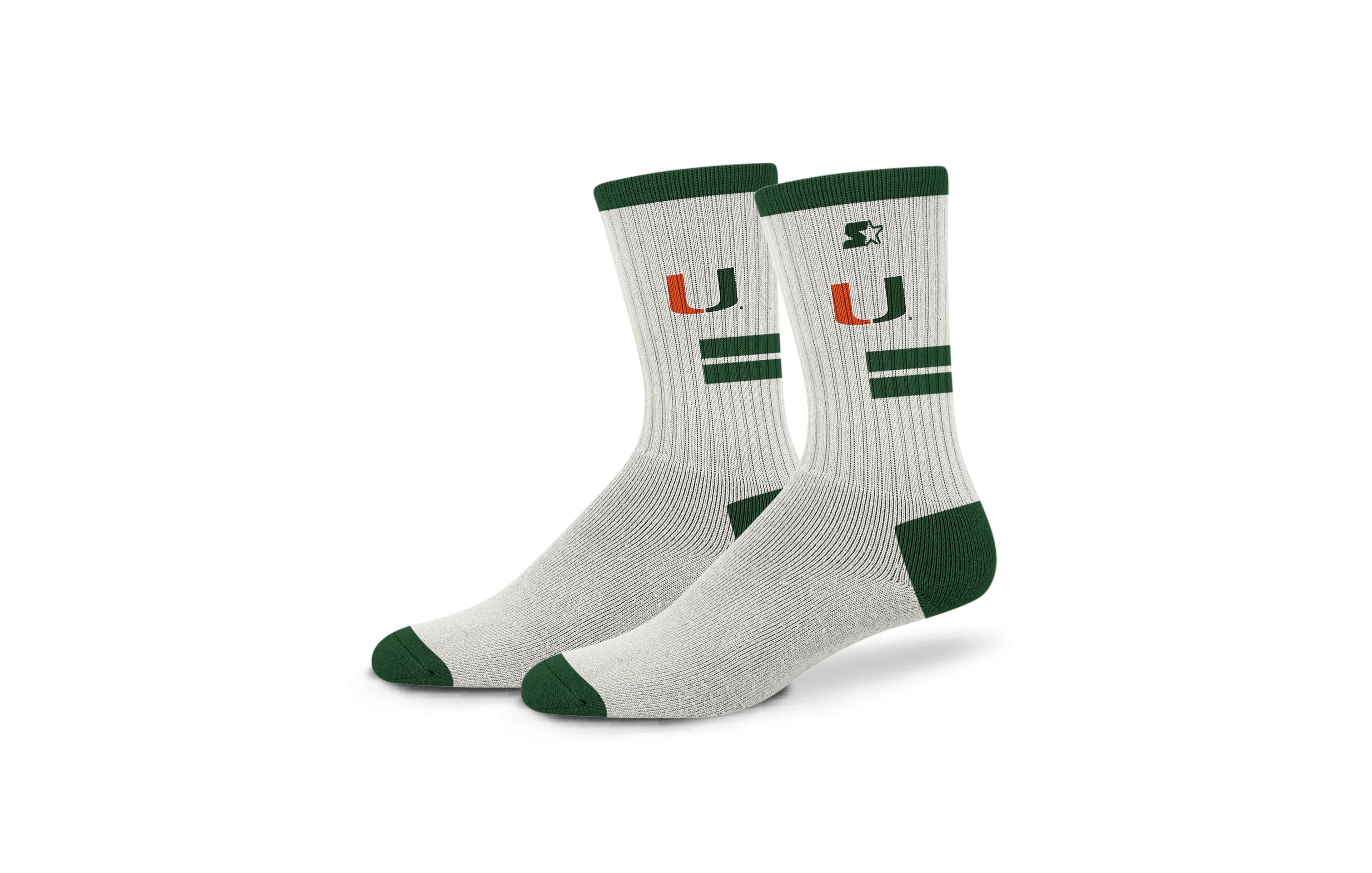 Starter Men's and Women's Cream Miami Hurricanes Premiere Cushioned Crew Socks