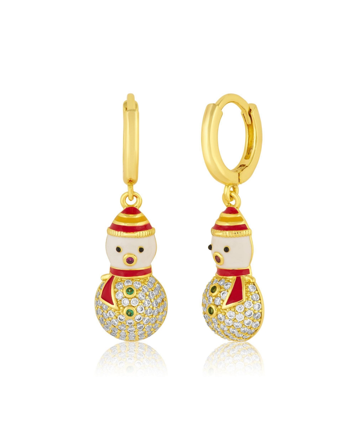 Simona Cubic Zirconia Gold-Tone Snowman Huggie Hoop Earrings - Multi-color