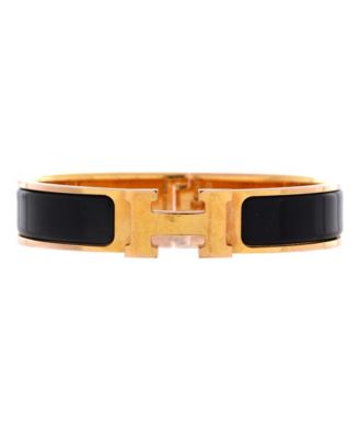 HERM&Eacute;S Enamel Gold-Tone Clic H Bangle Bracelet