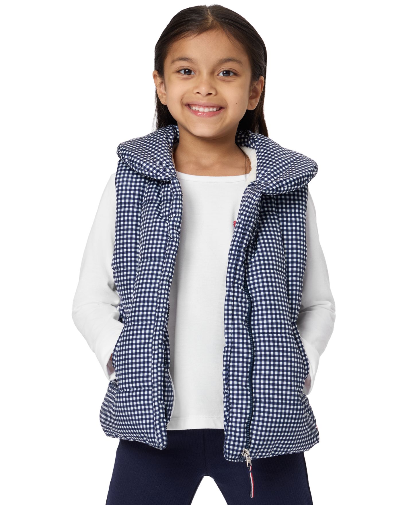 Детский комплект Tommy Hilfiger: стёганый жилет, футболка и брюки клёш, 2T-6X, цвет: Тёмно-синий / Красный — фото 3