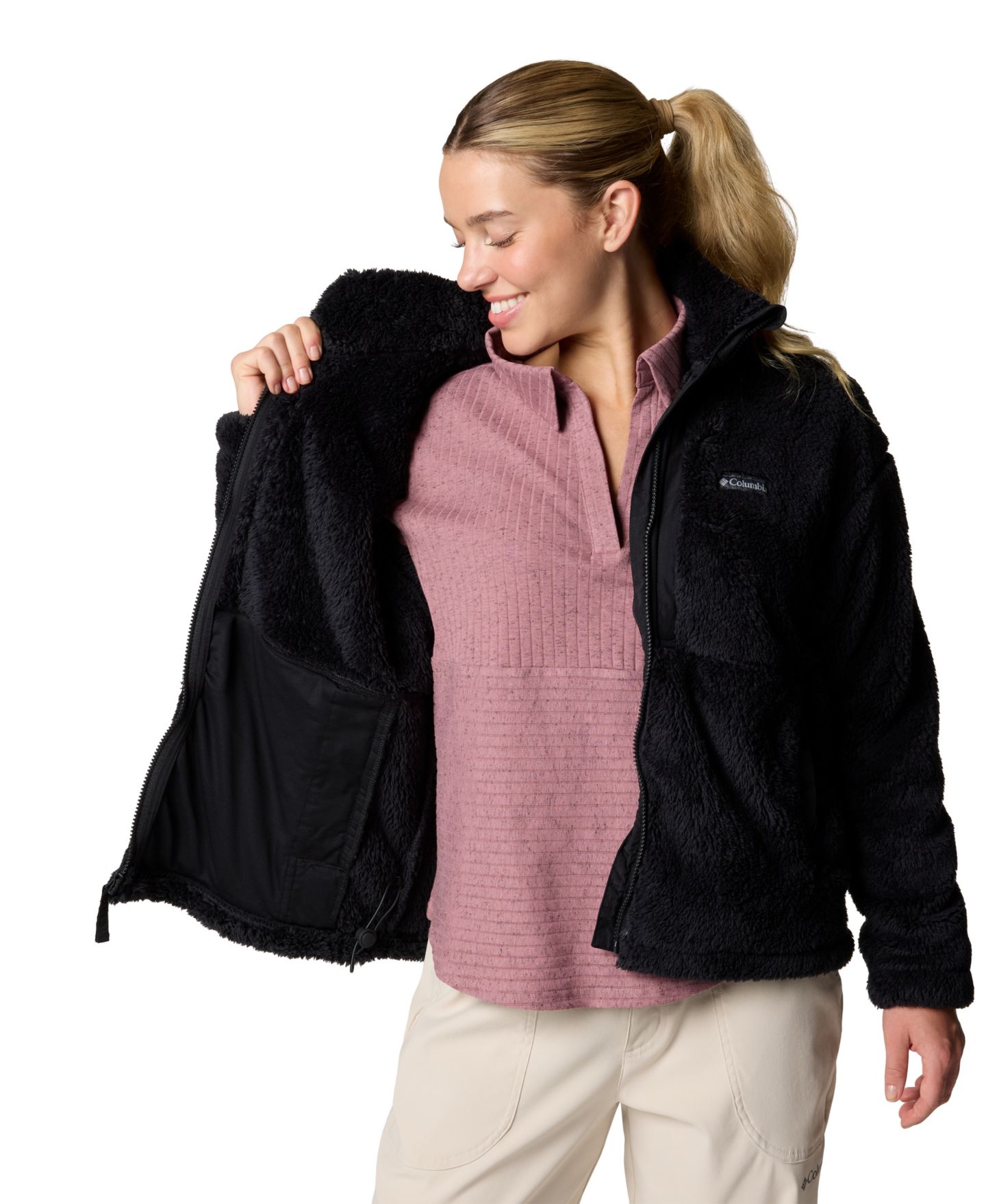 Женская куртка Columbia Boundless Discovery Sherpa-Lined Fleece Stand-Collar, цвет: Состаренный розовато-лиловый — фото 9