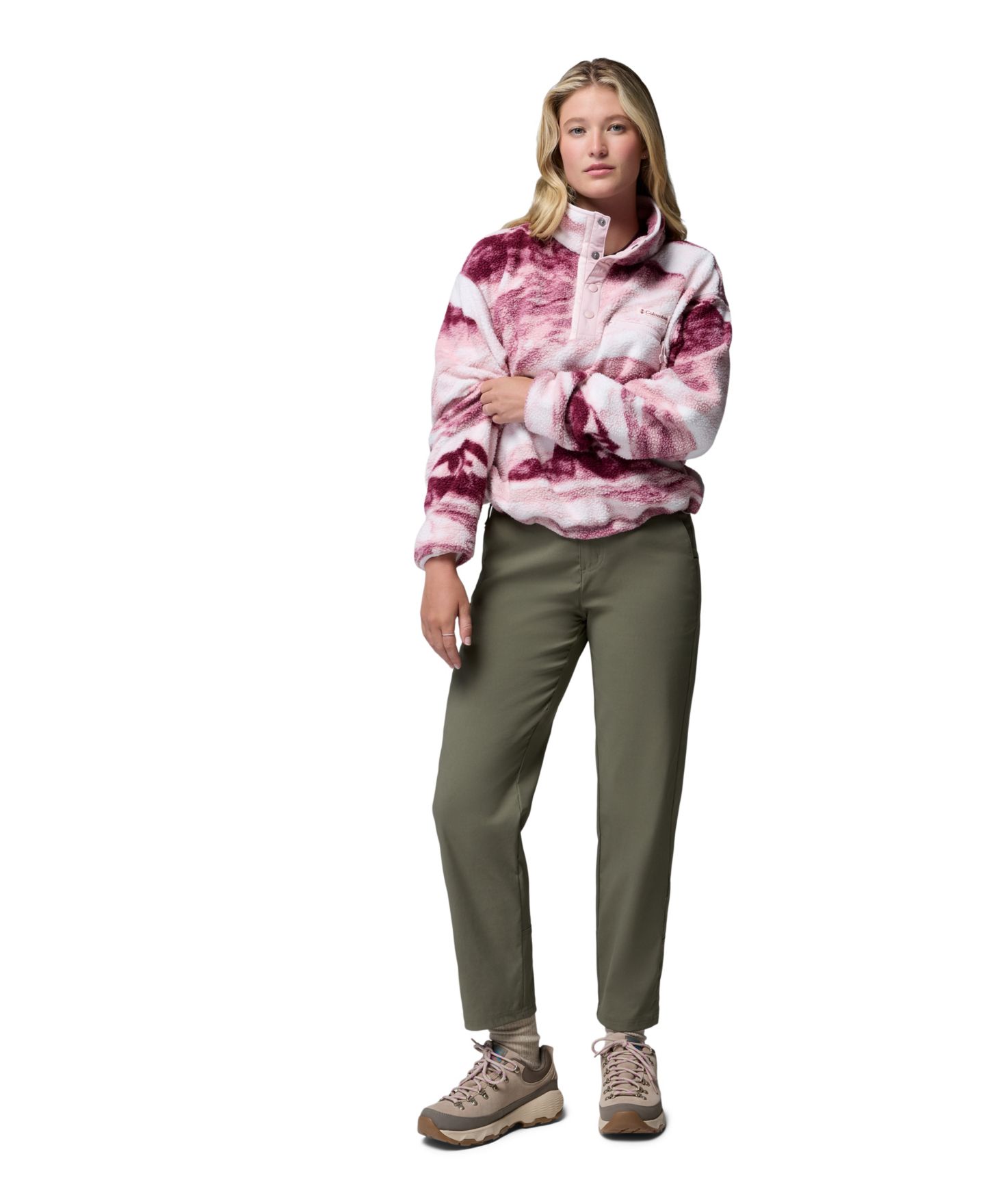 Женский топ Columbia Helvetia™ II Printed Cropped Half-Snap Fleece, цвет: Чёрный — фото 8