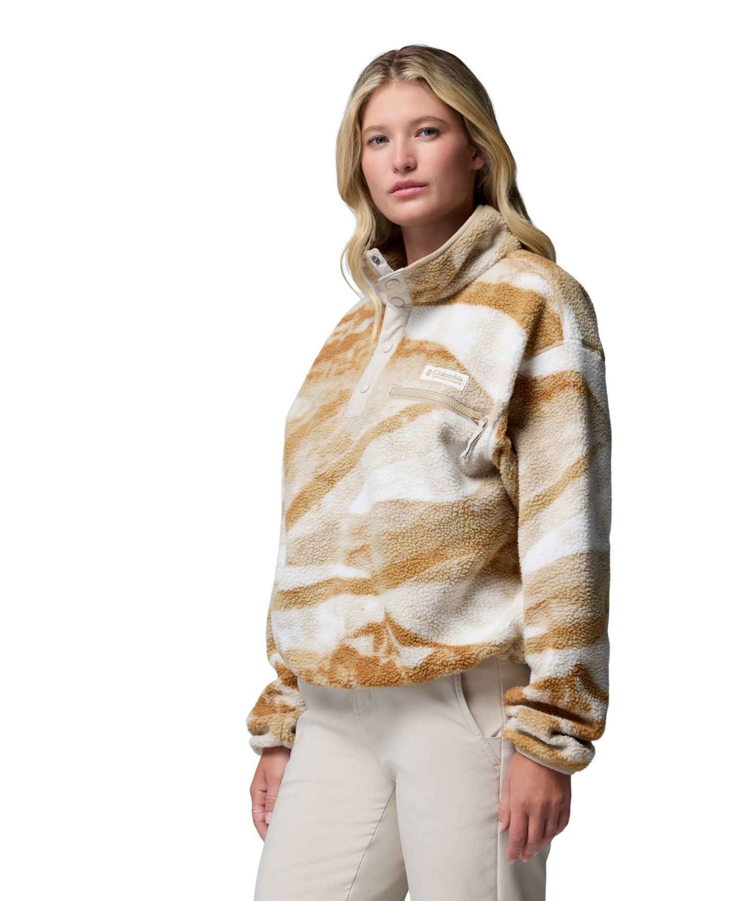 Женский топ Columbia Helvetia™ II Printed Cropped Half-Snap Fleece, цвет: Чёрный — фото 19