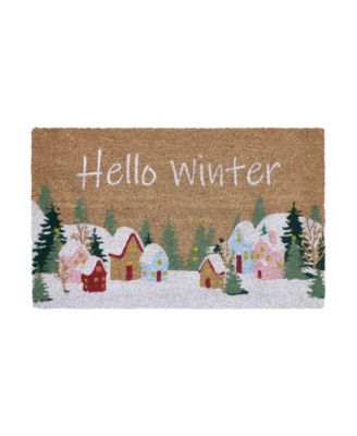 Hello Winter Houses Outdoor Coir Doormat, 18" x 30"