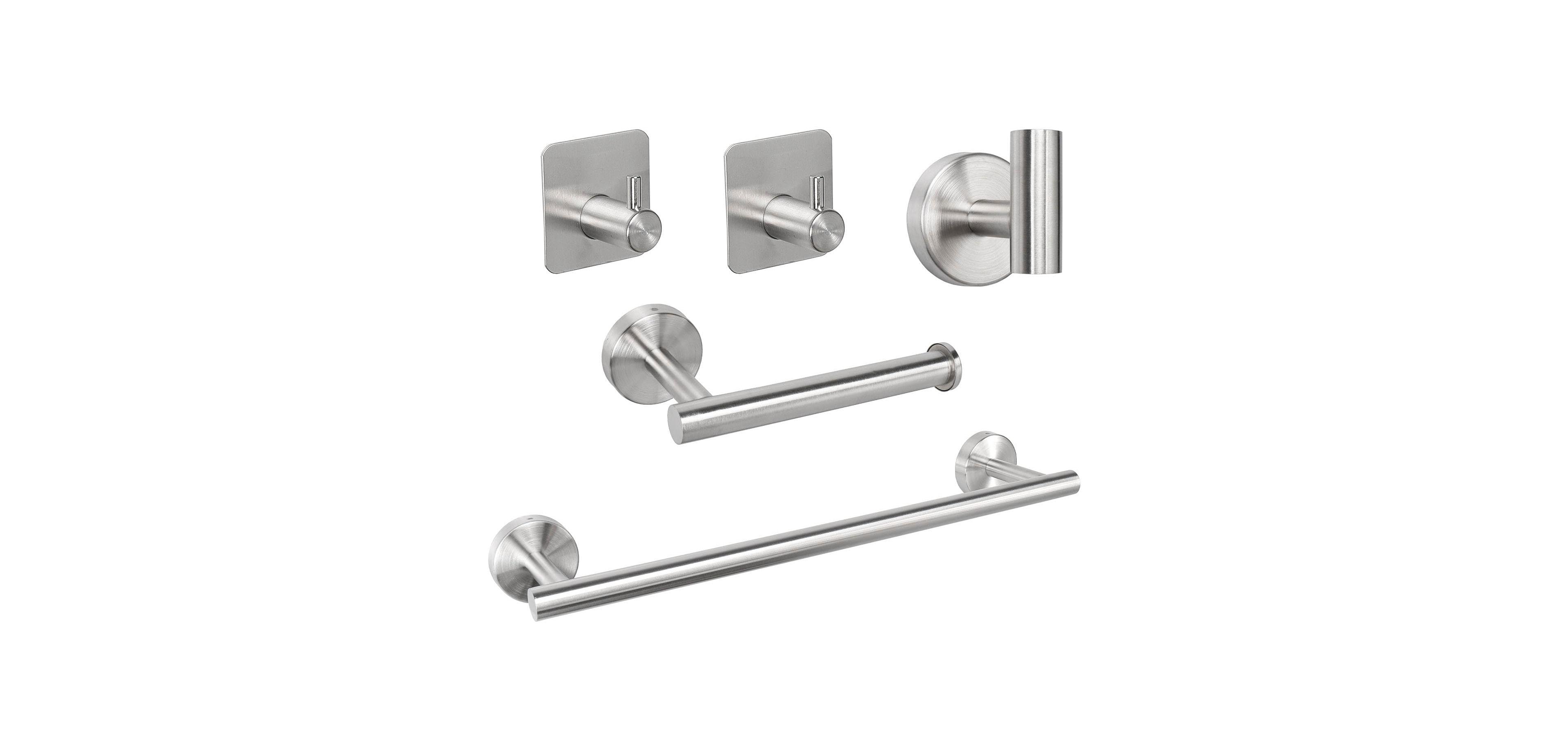 Cyqbd 5 Pieces Bathroom Hardware Set Stainless Steel Towel Bar Toilet Paper Holder Robe Hooks