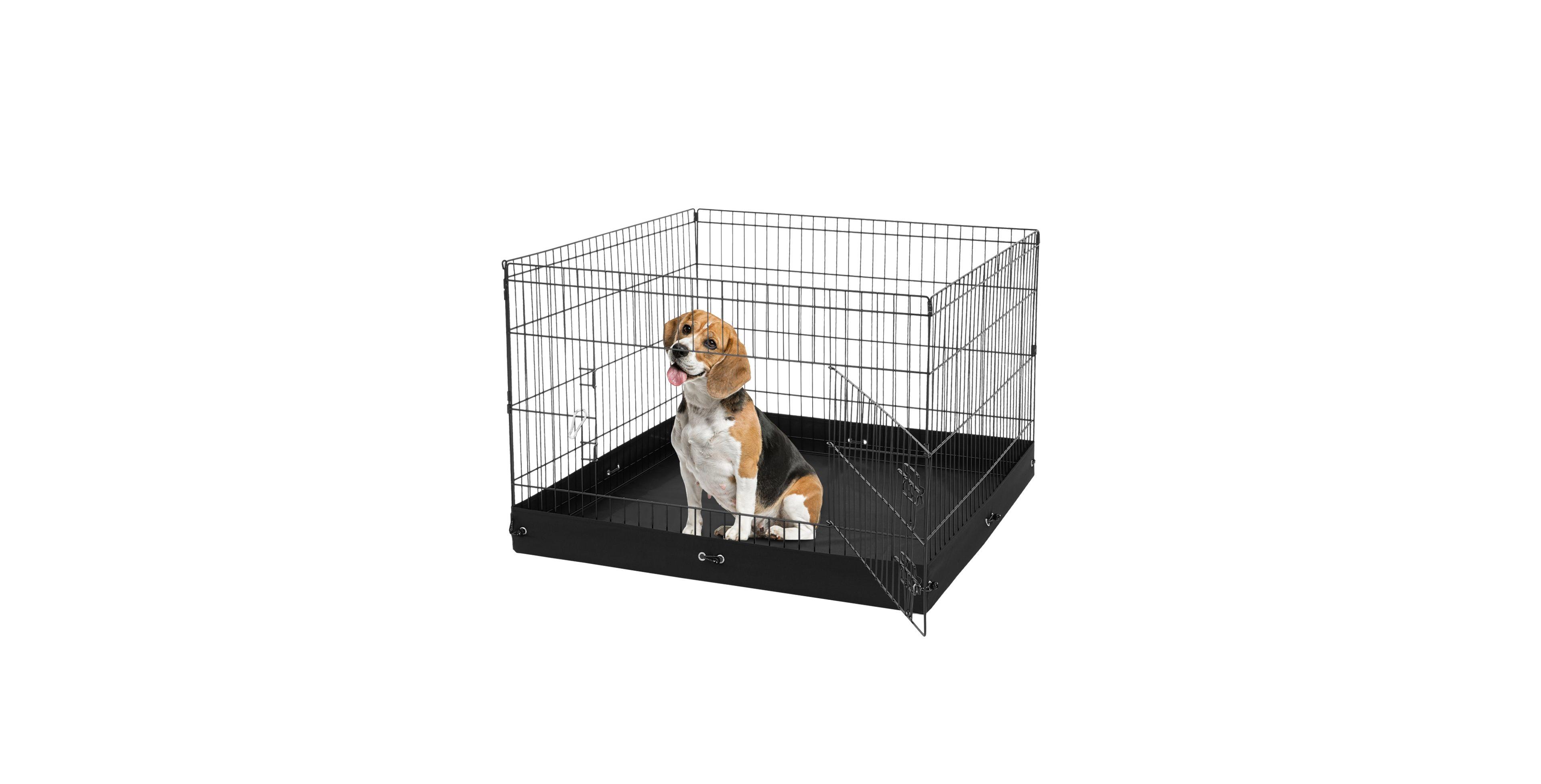 Sugift Foldable Metal Dog Exercise Pen with Oxford Fabric Bottom Pad