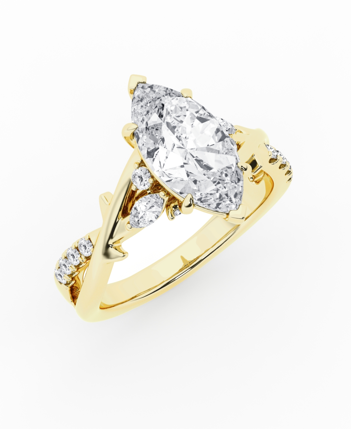 Badgley Mischka Lab-Grown Certified Marquise Diamond Ring (3-1/2 ct. t.w.) in 14k Yellow Gold - Yellow Gold
