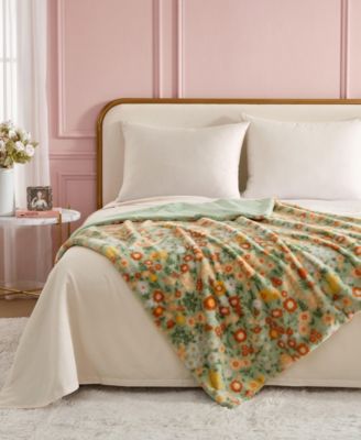 Field Of Flowers Printed Faux Fur Throw, 70" X 50"