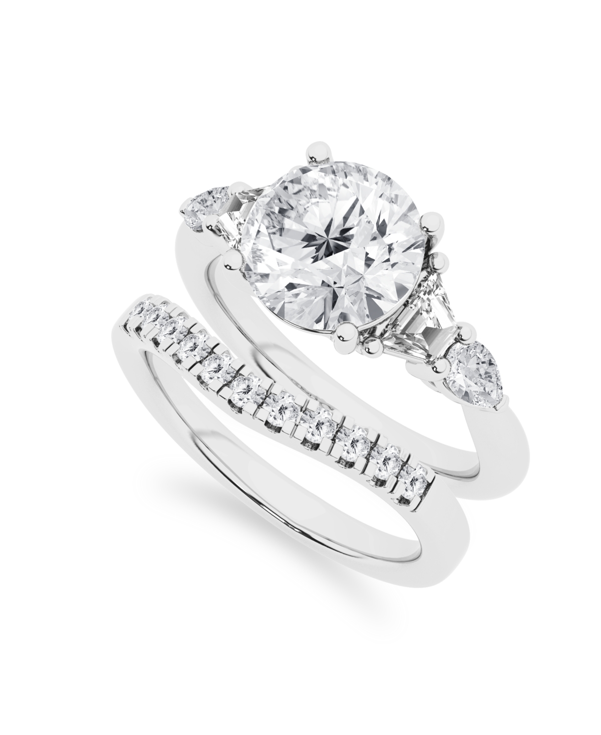 Badgley Mischka Certified Lab-Grown Diamond Bridal Set Ring (4 ct. t.w.) in 14k White Gold - White Gold