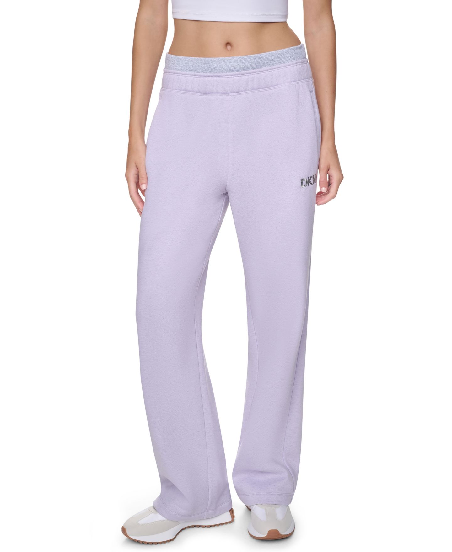 Женские брюки DKNY Sport High-Rise Boyfriend Double Waistband, цвет: Сиреневый морозный — фото 1