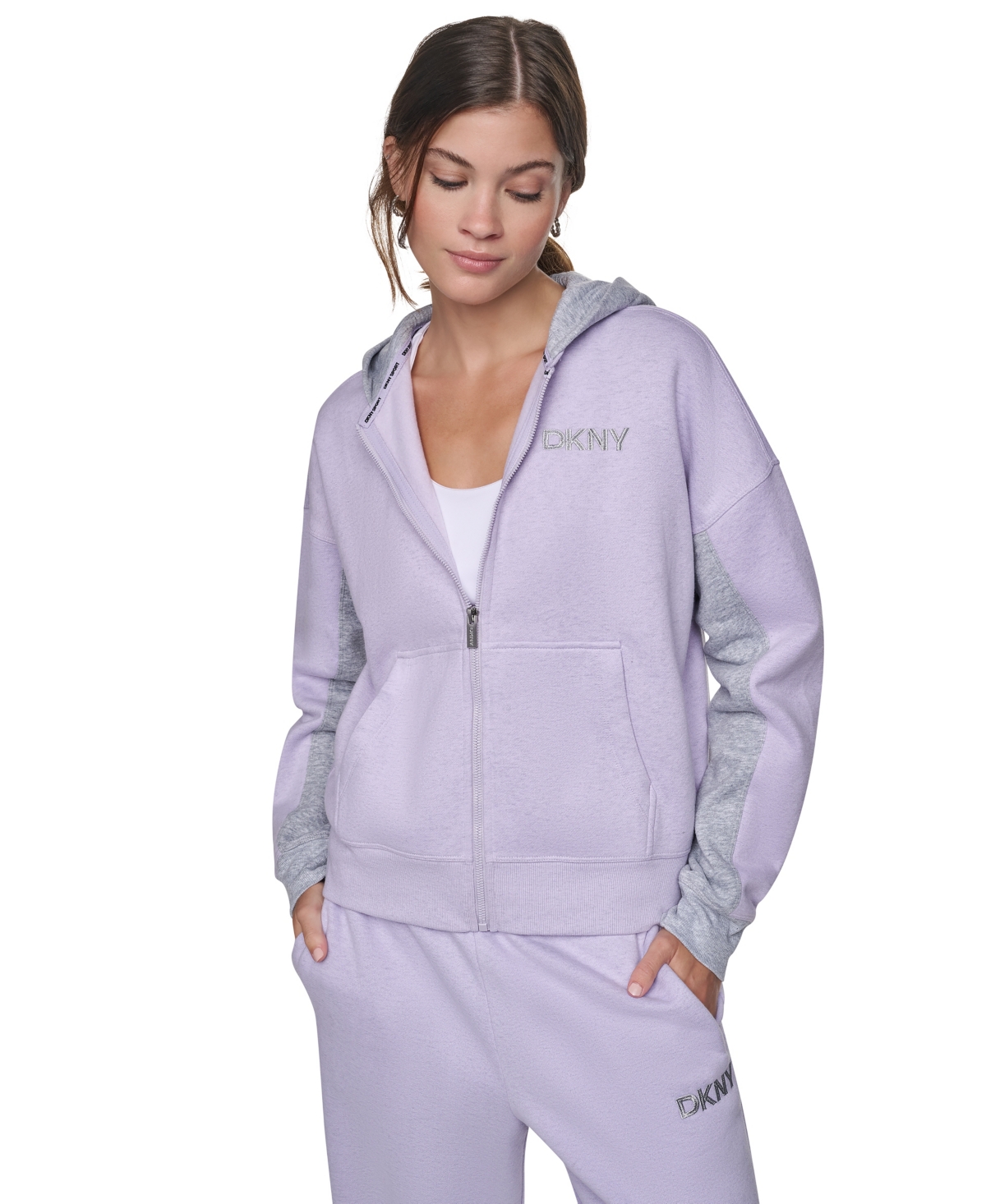 Dkny Sport Women's Oversized Full-Zip Colorblock Hoodie