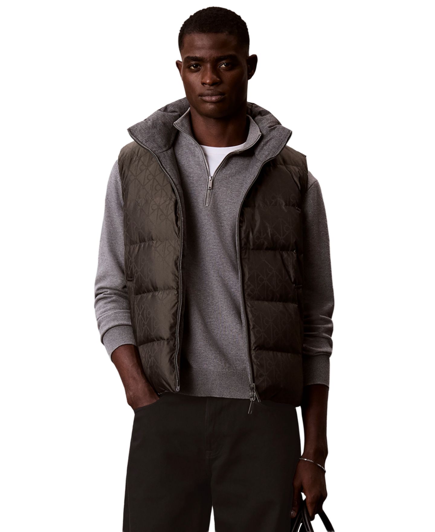 Мужской жилет Calvin Klein Reversible Puffer Full-Zip Vest, цвет: Beluga — фото 1