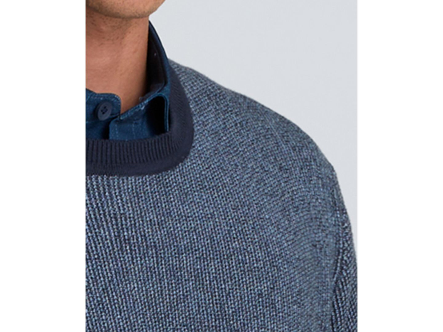 Мужской свитер Kenneth Cole Two-Tone Crew Classic-Fit Long-Sleeve Sweater, цвет: Синий / Тёмно-синий — фото 3