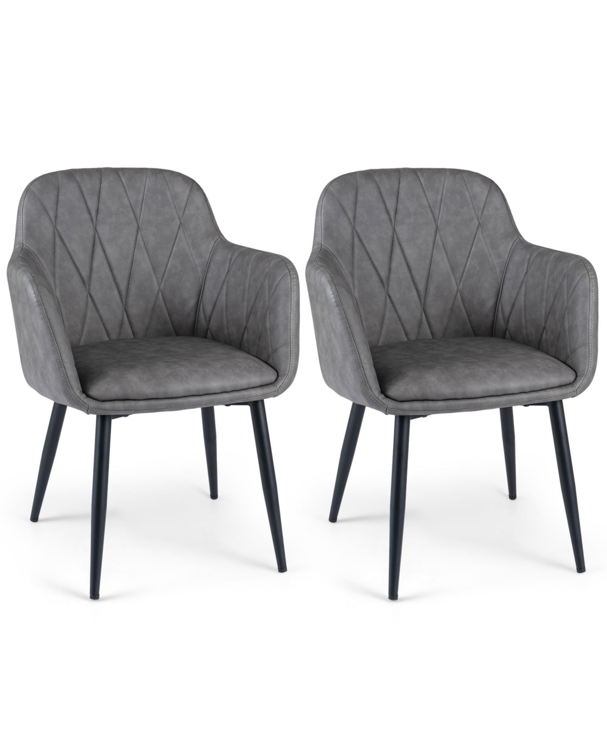 Costway Dining Chairs Upholstered Pu Leather Kitchen with Curved Back Set of 2