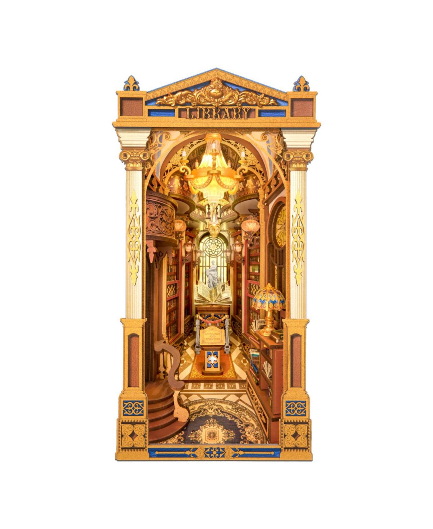 Детский конструктор Robotime Library Book Nook Library of Wonders 3D Wooden Puzzle Building Set with LED Lights, Ages 14+ — фото 1