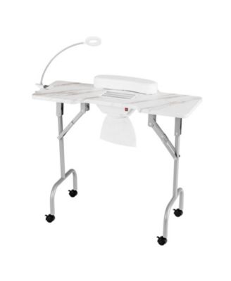 Folding Manicure Nail Table with Electric Dust Collector and LED Lamp