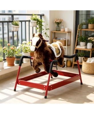 Interactive Spring Rocking Horse with Sounds Ride-on, 132 lb. Capacity, Ages 5-12