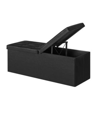 Foldable Foot Rest Stool, Storage Ottoman, Tufted Design, PU Leather, for Entryway, Living Room, 43.2 Inches