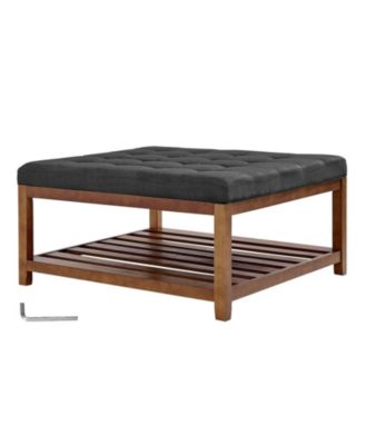 34.5 in Square Storage Ottoman Coffee Table with 400 lb Capacity
