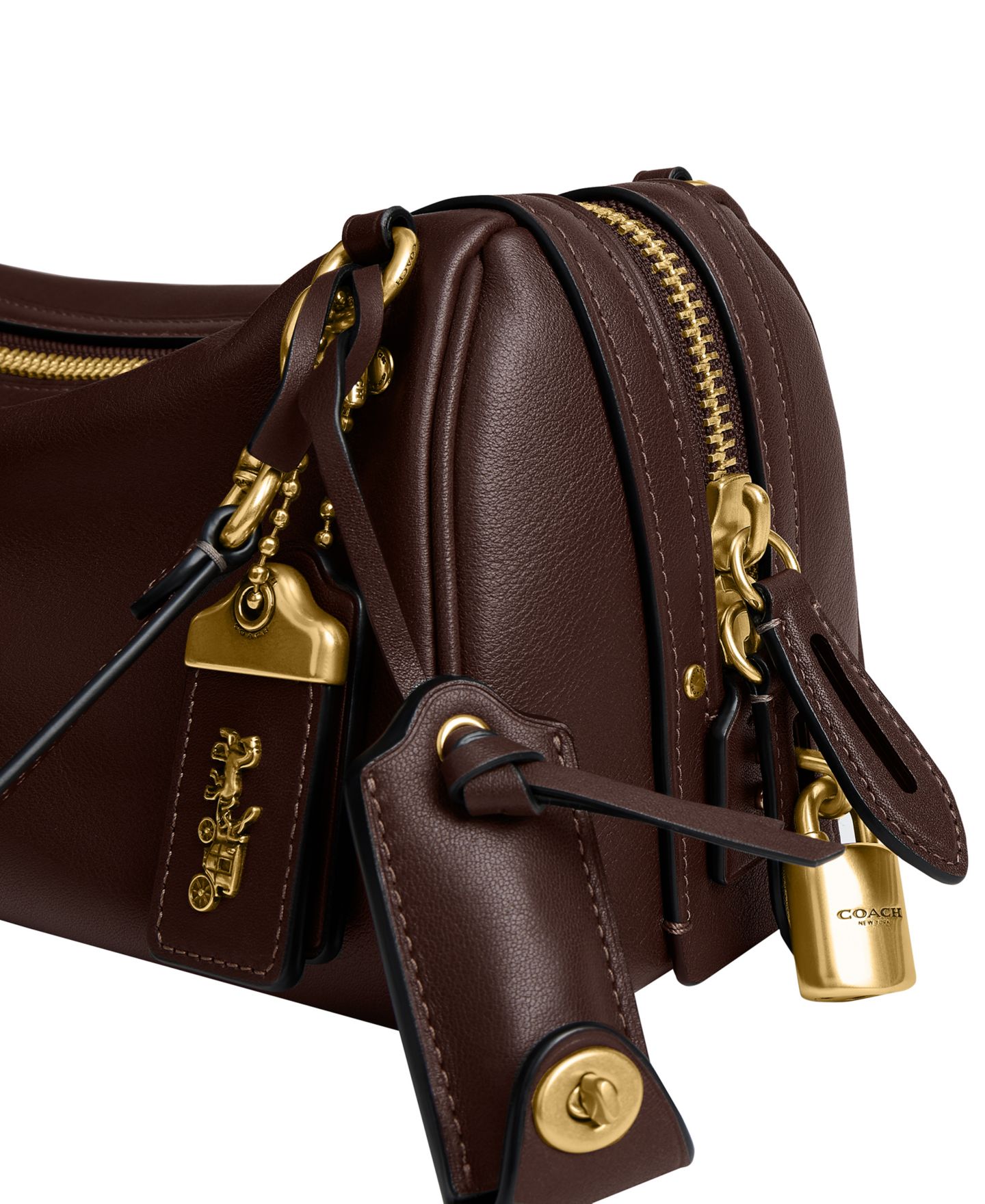 Женская сумка COACH Rogue Natural Grain Nappa Leather Small Shoulder, цвет: Латунный / Кленовый — фото 7