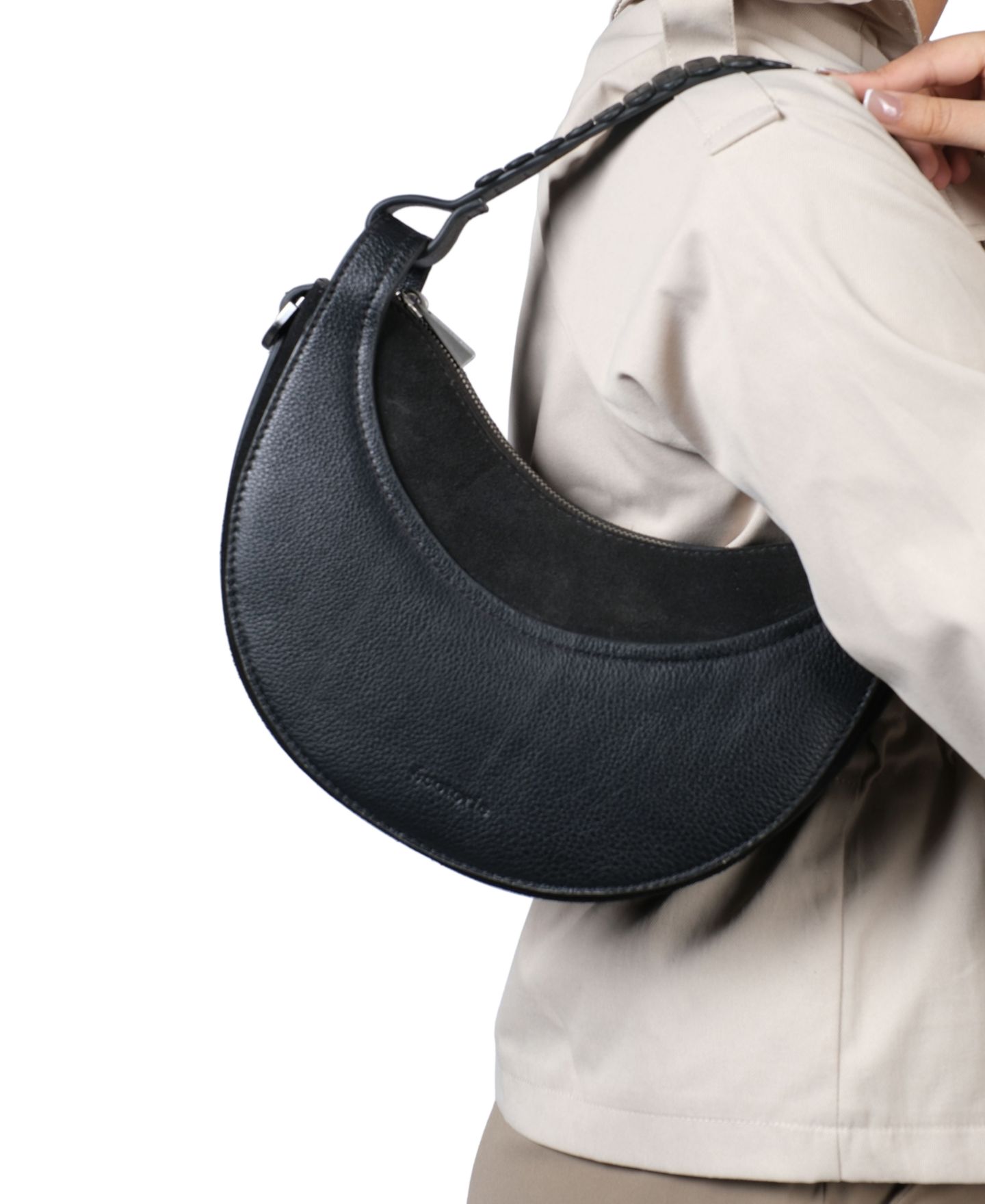 Женская сумка Ecotorie Leif Crescent Adjustable Strap Leather Crossbody, цвет: Чёрный — фото 7