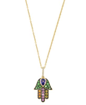 Diamond and Multi-Sapphire Pendant (2-1/5 ct. t.w.) in 14k Yellow Gold