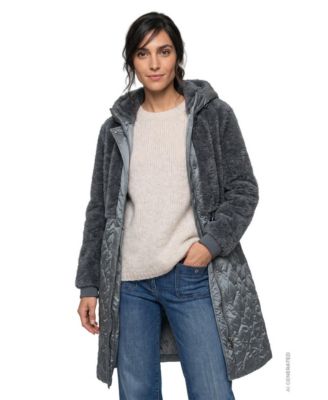 Women's Quilted Faux Sherpa Coat