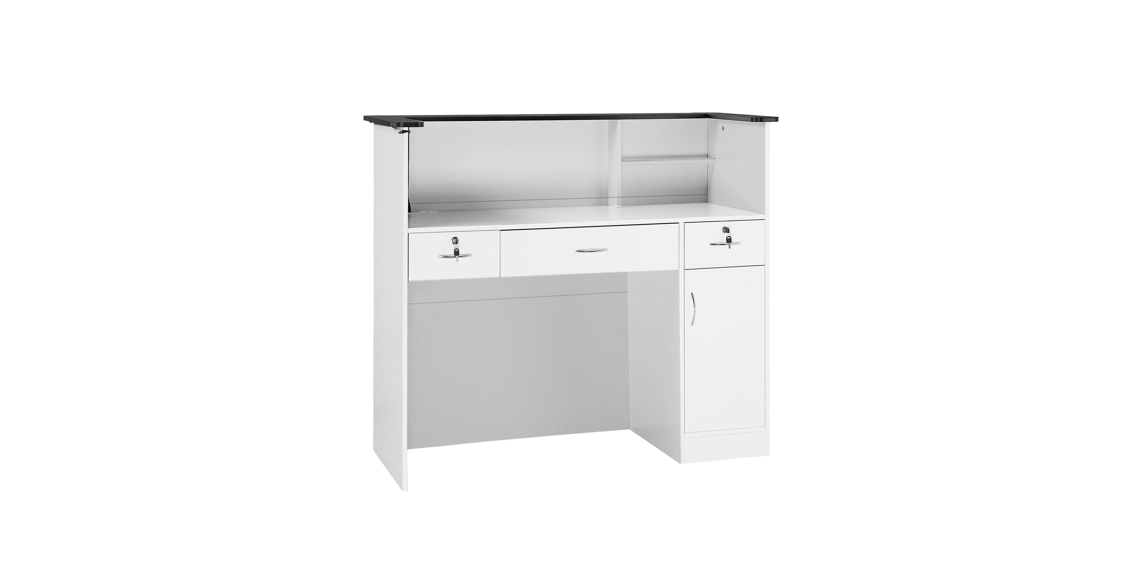 Sugift 50 Inch Led Lockable Drawers Reception Desk