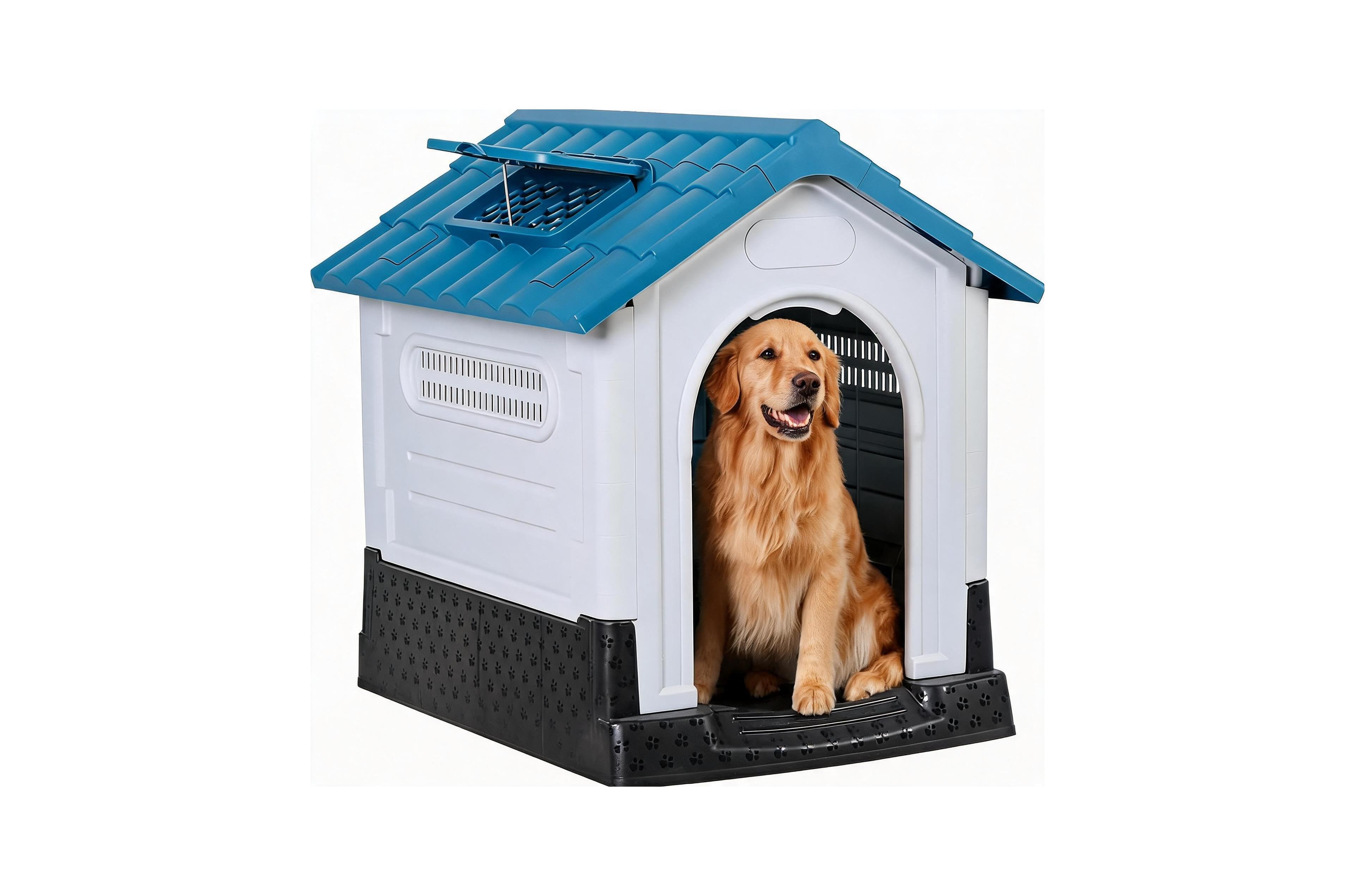 Lalfpet Waterproof Plastic Dog House - Outdoor Pet House with Elevated Floor
