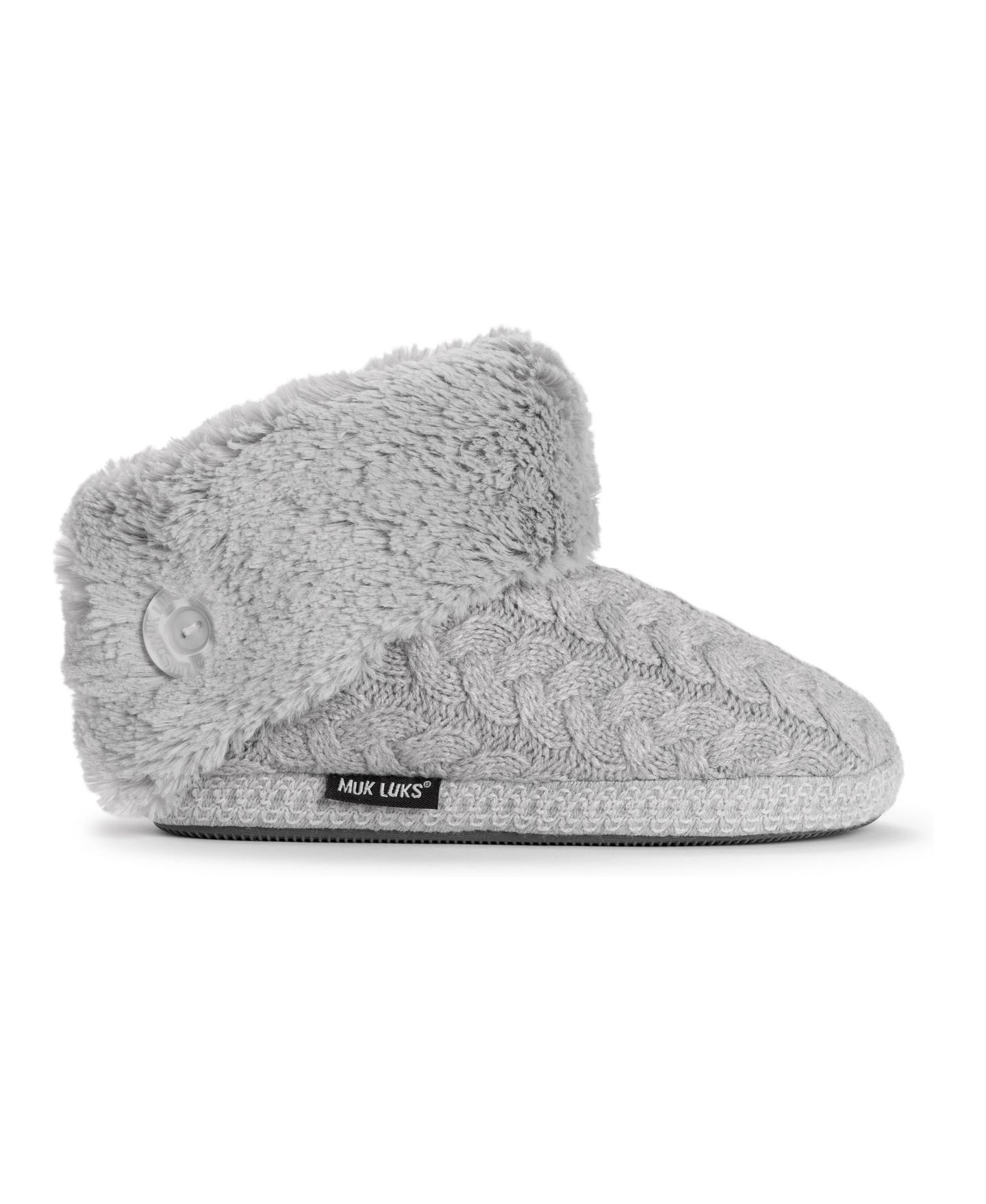 Женские тапочки MUK LUKS Melinda Cuff Boot Faux-Fur, цвет: Серый — фото 10