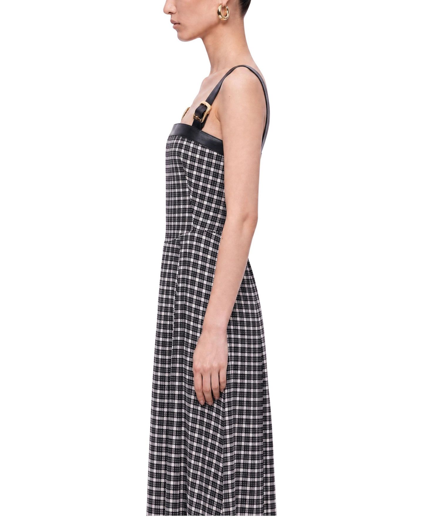 Женское платье NOCTURNE Square Neck Checked Midi, цвет: Тёмно-синий — фото 2