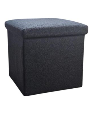 12" Boucle Cube Ottoman With Storage