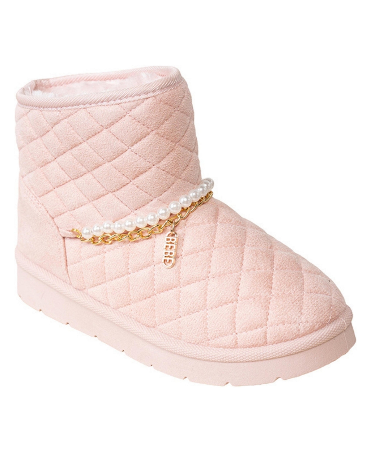 Bebe Little Girls' Quilted Cozy Imitation Pearl Chain Boots - Blush
