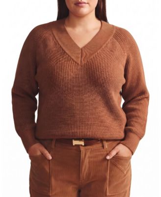 Plus Size Tori Chunky-Knit Relaxed V-Neck Sweater