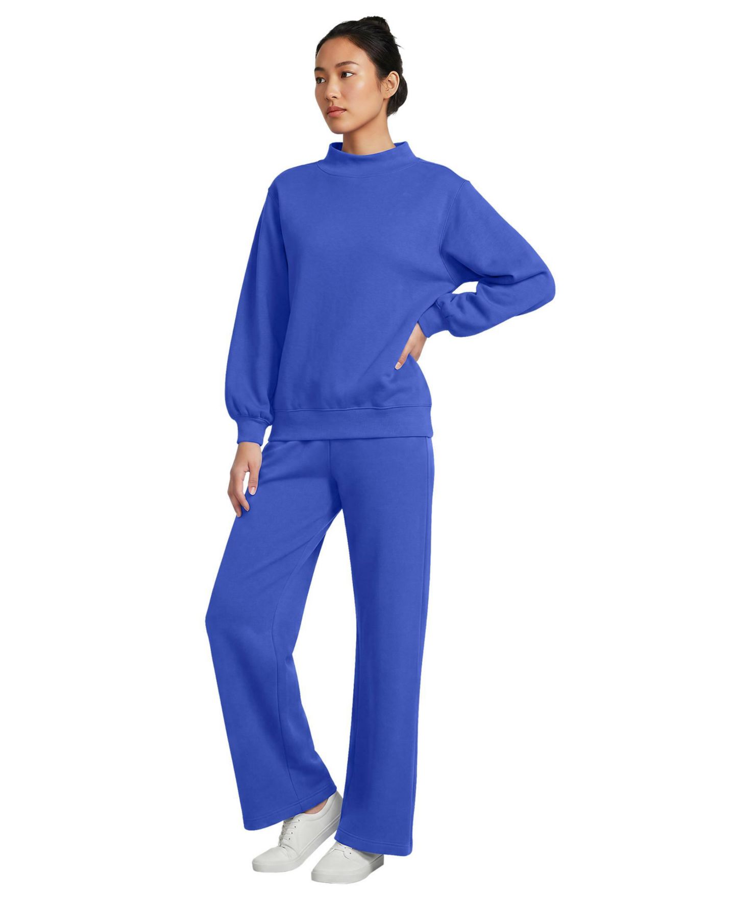 Женская толстовка Lands' End Serious Sweats Long-Sleeve Mock-Neck, цвет: Синий — фото 4