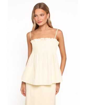 Women's Carson Square Neck Spaghetti-Strap Pleated Top