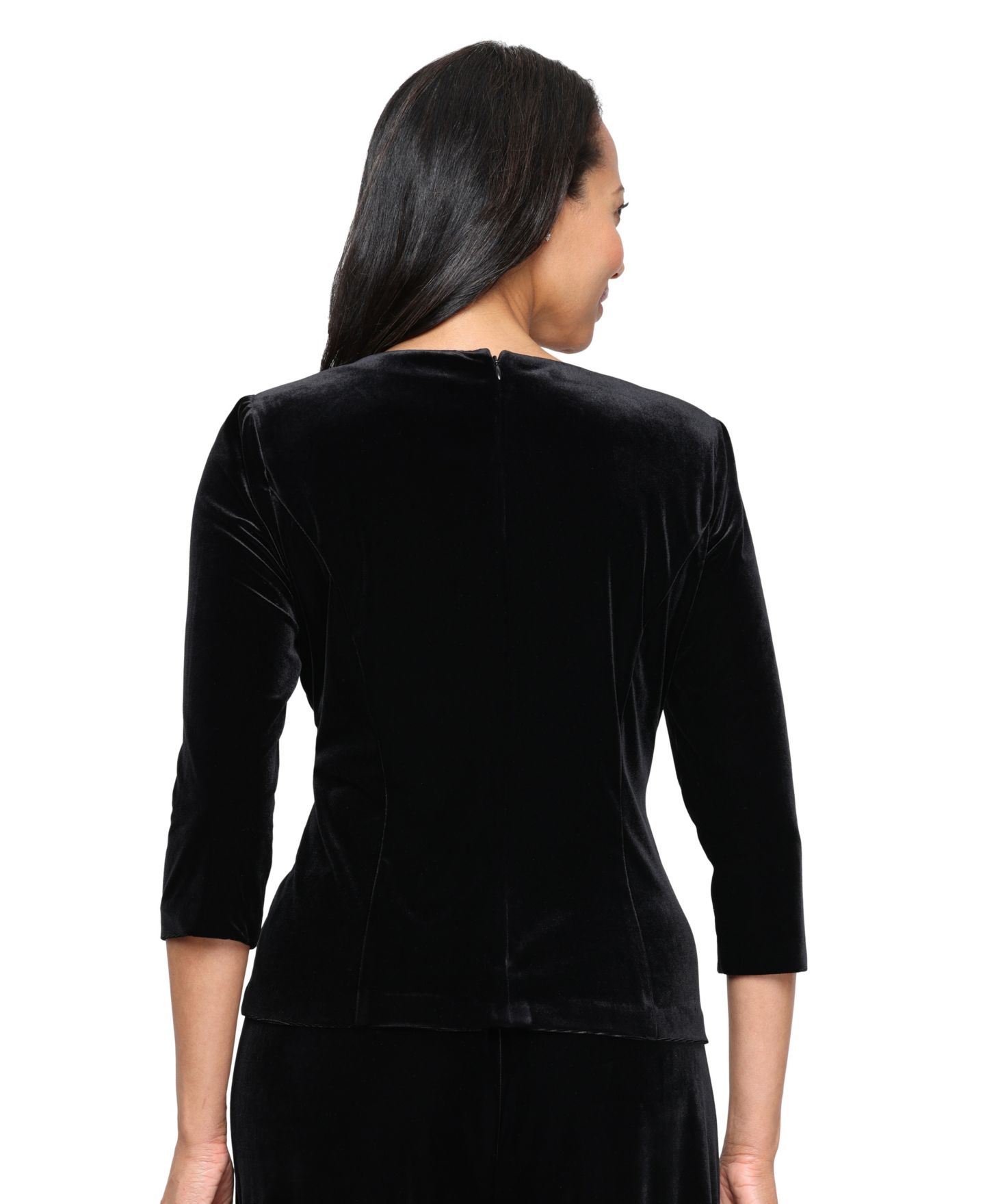 Женская куртка Alex Evenings Petite Velvet Scoop Neck 3/4-Sleeve, цвет: Чёрный — фото 2