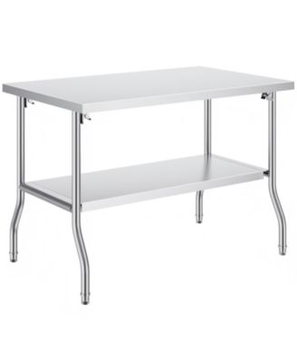 Folding Stainless Steel Kitchen Prep Table with Undershelf
