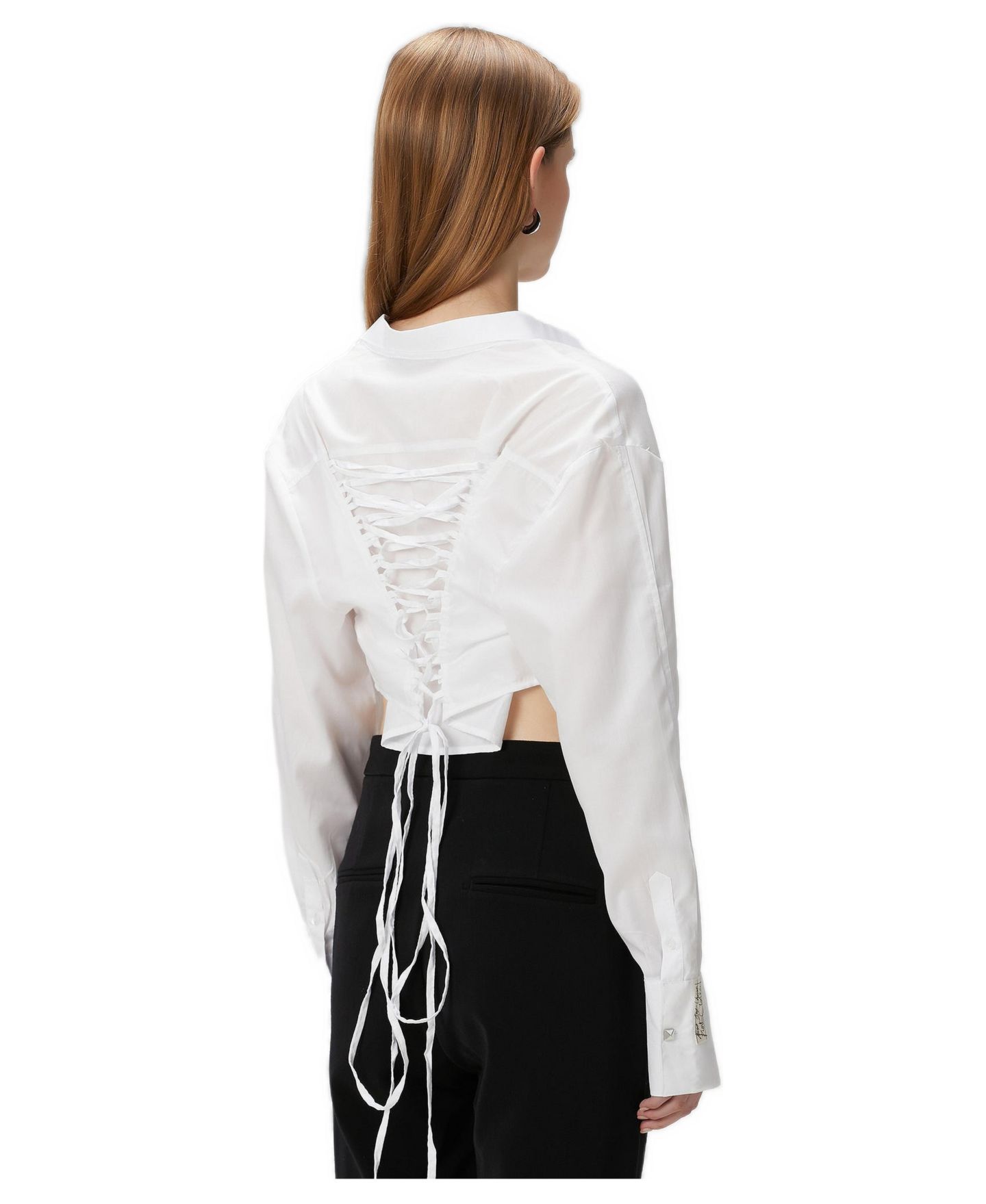 Женский топ PCFG Long-Sleeve Adjustable Tie-Back Crop, цвет: Белый — фото 2