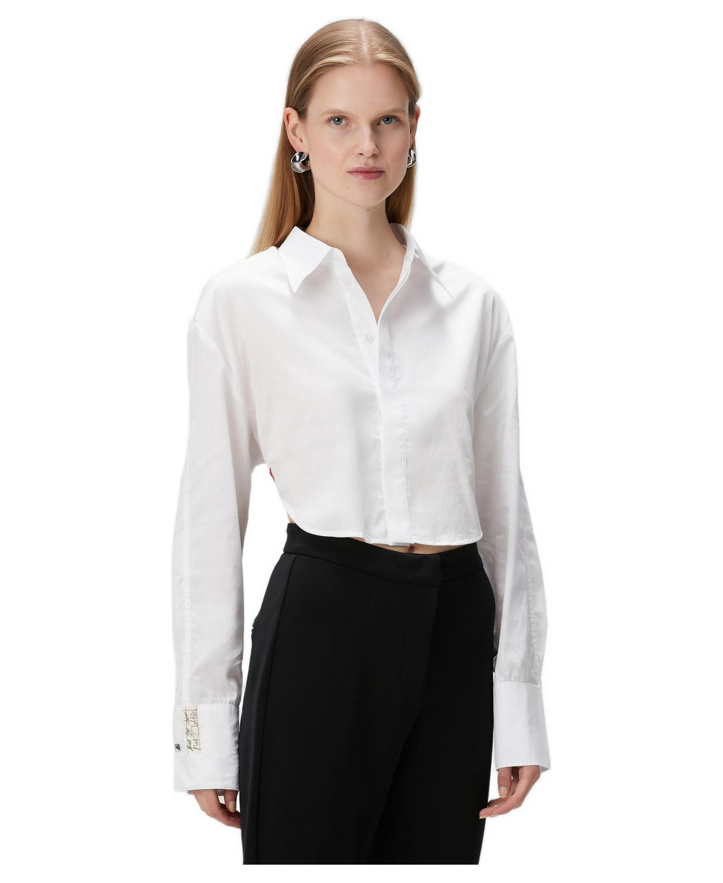 Женский топ PCFG Long-Sleeve Adjustable Tie-Back Crop, цвет: Белый — фото 1