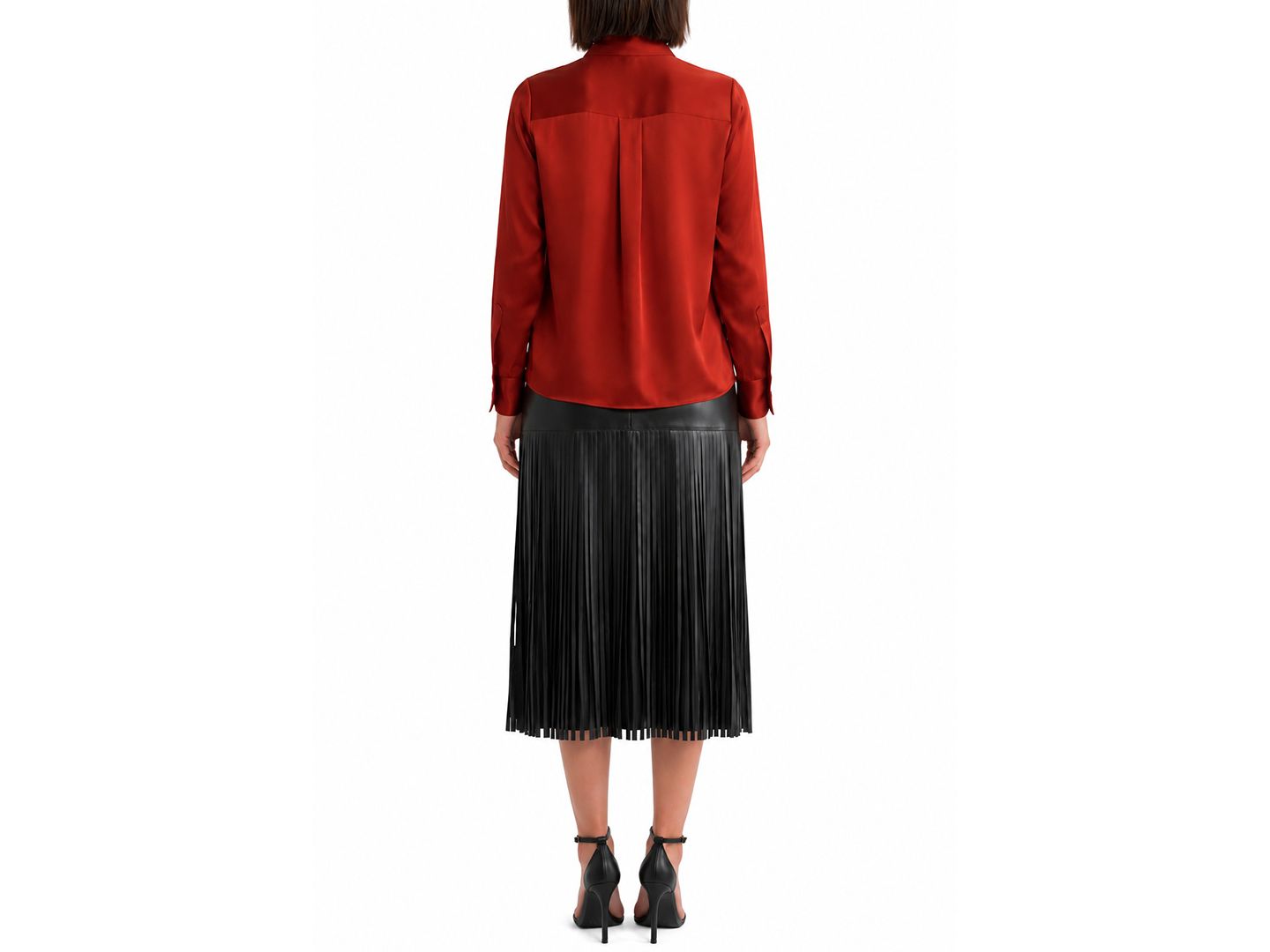 Женская блузка Elie Tahari Solana Long-Sleeve Button-Down Silk-Blend, цвет: Toasted Saffron — фото 4