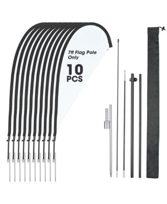 10 Pack 7ft Teardrop Feather Flag Pole Kit with 20inch Ground Spike