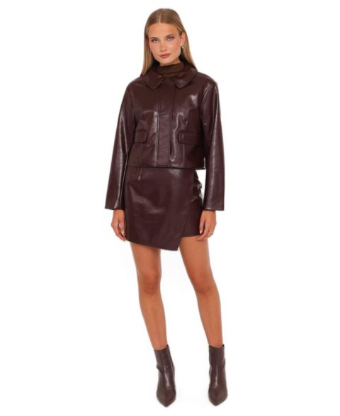 Женская куртка Petal and Pup Haylie Crop Faux Leather, цвет: Бордовый