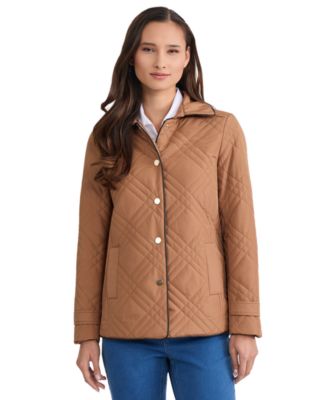 Women's Triple-Diamond-Quilted Faux-Leather-Piping Jacket