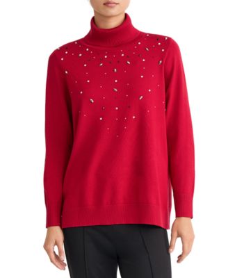 Women's Embellished Long-Sleeve Turtleneck Sweater