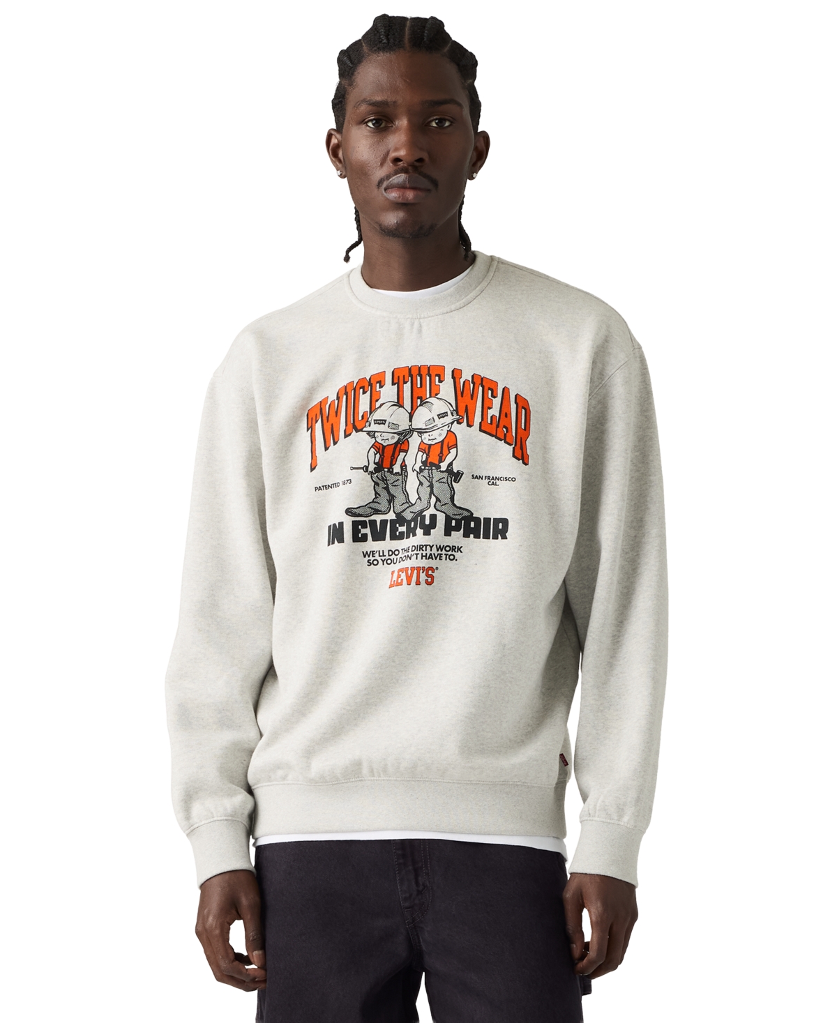 Levi's Men's Graphic Crewneck Long-Sleeve Sweatshirt - Twice the wear Gray