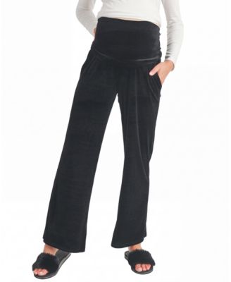 Maternity Velvet Over-the-Bump Wide-Leg Pants