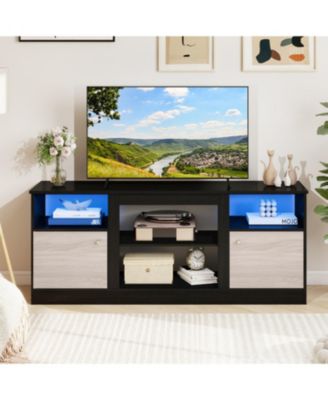 LED TV Stand for 65 Inch TV Entertainment Center with Fireplace Shelf RGB Lights Cabinets